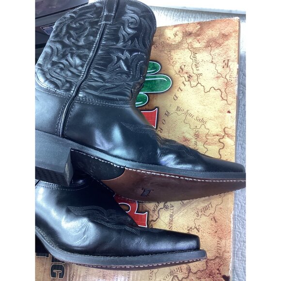 Laredo Cowboy Boots Men’s Black Leather* Sz 11 EW *Hawk*Western Style*Box - Picture 11 of 16